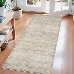 $26 Washable 2x4 Abstract Kitchen Rug Neutral Easy-Clean Soft Cozy Carpet Non-Slip Water-Resistant Floor Mat for Entryway Bedroom Bathroom Perfect for High-Traffic Areas with Pets(BeigeIvory,2x4)