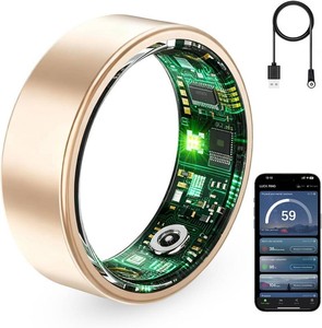 $40 Smart Ring for Women & Men, Fitness Tracker with Heart Rate Monitor, HRV & Sleep Tracking. No Subscription Required. Health & Activity Ring Compatible with iOS & Android (Rose Gold, 7)