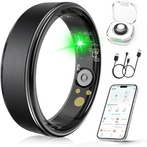 $60 Smart Ring, Fitness & Health TrackerSleepHRVHeart RateSpO2 (Black,10#)