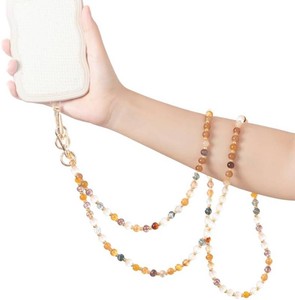 Phone Crossbody Lanyard, 120cm Marble Beaded Phone Strap with Tether Tab,Universal Cell Phone Chain for Most Phones Bag Purse