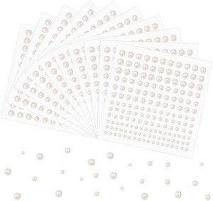Pearl Stickers for Crafts, 1650 Pcs, 4 Sizes 3-6 mm, White