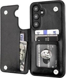 ONETOP for Samsung Galaxy S25 Plus Wallet Case with Card Holder,Black