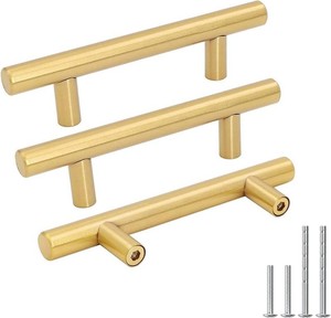 $23 Goldenwarm 10 Pack 3 inch Gold Cabinet Handles Brushed Gold Cabinet Pulls