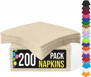 $23 Party Solids Ivory Dinner Napkins Disposable Paper Napkins 200 Pcs