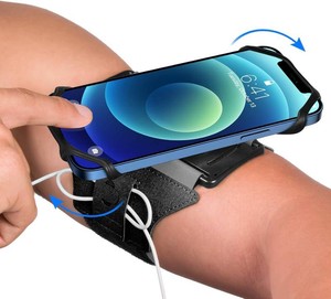 VUP Running Armband 360 Rotatable for iPhone 1716151413Pro MaxProMini1211SEXsXRX87Plus, Fits All 4-6.7 Inch Smartphones, with Key Holder Phone Armband for Running Hiking Biking (Black)