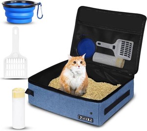 $36 Petskd Portable Cat Travel Litter Box with Lid, Blue