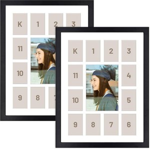 $43 Golden State Art School Years Picture Frame Pre-K to 12 Wood Black, 2 Pack