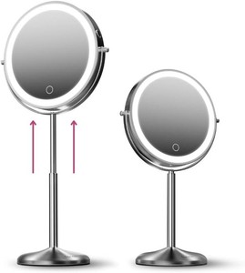 $46 Fancii 9-Inch Lighted Makeup Mirror Height Adjustable with 10X 1X Magnification - Rechargeable, Double Sided LED Vanity Mirror with Light and Stand, 360  Swivel