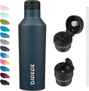 BJPKPK 25oz Insulated Thermal Water Bottle, Straw & Handle, Stainless Steel