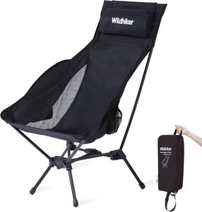 $52 Wildhiker RestAngle High Back Folding Camping Chair, Lounge Comfort - Black