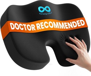 $60 Everlasting Comfort Doctor Recommended Memory Foam Seat Cushion for Office Chairs & Car - Ergonomic Office Desk Accessories - Cushions for Tailbone Pain Relief, Sciatica (Black, Large)