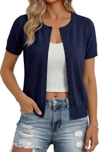 $30 GRACE KARIN Womens Short Sleeve Cardigan Sweaters Lightweight Fall Outfits Size 2XL