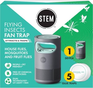 $38 STEM Flying Insect Indoor Fan Trap, UV Light, 1 Device  5 Glue Traps