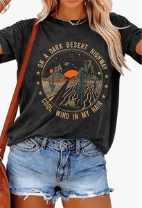Adventure Shirts Women Retro Desert Highway T-Shirt Western Graphic Tee Size Large