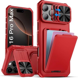 $23 SSLOTSCASE for iPhone 16 Pro Max Case with Credit Card Holder, Red