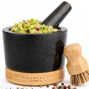 $40 Gramercy Granite Mortar and Pestle Set, Stone Grinder Bowl with Bamboo Base