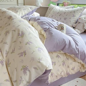 $38 Sedefen Purple Floral Duvet Cover Queen Reversible Lavender Flower Bedding