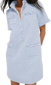 $65 COZYPOIN Womens Tweed Mini Dress Elegant V Neck Short Sleeve Business Shift Dresses for Work Casual 2026 Fashion Size Medium