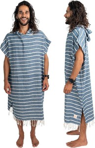 $60 Nova Blue Surf Poncho   Navy & White Striped Surf Poncho Men   Large Adult Hooded Beach Towel Adult (33 x 44)   100% Turkish Cotton Surf Towel Changing Robe for Surf Beach Pool and Swim