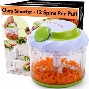 Brieftons QuickPull Manual Food Chopper, 4-Cup Hand Pull Vegetable Chopper (store return, has some food residue)