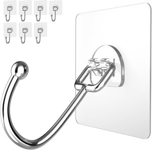 Latoxcaa 8-Pack Transparent Heavy Duty Adhesive Hooks