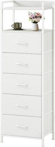 $53 Somdot White Tall Dresser for Bedroom with 5 Drawers, Tall Nightstand