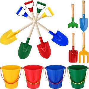 $32 Jexine 12 Pack Sand Buckets and Shovels for Kids with Wooden Handle