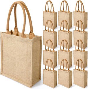 $35 Saintrygo 10 Pcs Burlap Tote Bags with Handles Jute Gift Bag, Khaki