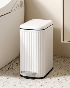 $35 Cesun Small Bathroom Trash Can with Soft Close Lid & Pedal, 1.3 Gal, White
