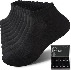 $30 LWK Mens Ankle Socks, Thick Cushioned Bamboo Socks 10-Pack Gift Box (missing one pair)