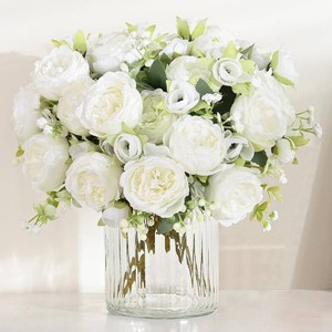 4 Packs Peonies Artificial Flowers, White Silk Flowers Artificial Peonies