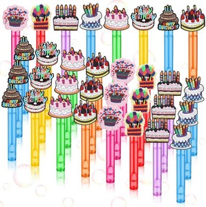 Sotiff 24 Pcs Birthday Bubbles Party Favors Mini Cake Bubble Wands Birthday Bubble Themed Party Decor Gift for Goodie Bag Stuffers Prizes (