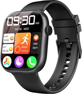 Smart Watch for Women Men, Fitness and Sleep Trackers with 1.83 HD Touchscreen, Bluetooth Calling Smartwatch for AndroidiOS, IP67 Waterproof Multi-Sport Modes Pedometer, Jet Black