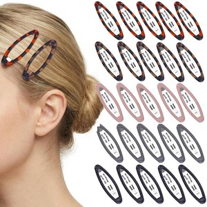 obeoby 30 Pcs Snap Hair Clips Oval Barrettes for Women Girls, 2.7-in