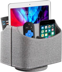 $23 360  Rotating Remote Control Holder, PU Leather TV Remote Caddy Organizer Basket Storage Box with 5 Compartments for Pen, Pencil, Art Supplies, Makeup Brush, Office Desk Table Accessories