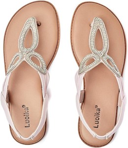$30 Luoika Womens Wide Width Rhinestone Flat Thong Sandals Size 9.5 XW