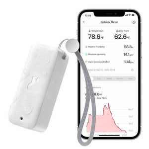 SwitchBot IP65 Indoor Outdoor Hygrometer Thermometer Wireless, 394ft Bluetooth Range, Refrigerator Thermometer, DewpointVPDAbsolute Humidity Sensor, Free Data Storage Export, 2 Years Battery Life