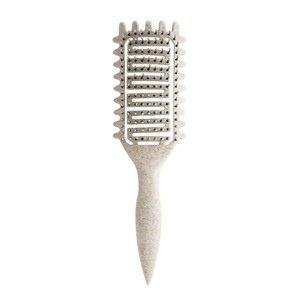 Curl Defining Brush for Curly Hair, Vented Detangling Hair Brush for Wet and Dry Styling, Curved Brush for Shaping and Smoothing Curl Clumps, Lightweight Hair Brush  Beige