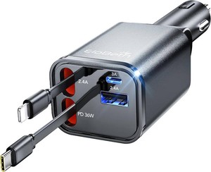Retractable Car Charger for iPhone 18 Pro,75W Car Charger USB C Fast Charge