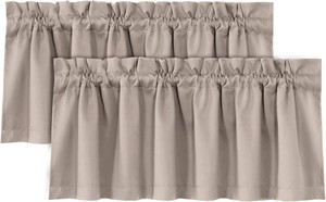 H.VERSAILTEX 100% Blackout Valances for Windows,Living Room Bedroom Bathroom Farmhouse Style Rustic Dinning Room Blackout Thermal Insulated Rod Pocket, W52 x L18 Inch Length, Natural Sand, 2 Panel