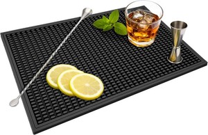 ZJWZLG Bar Mat - Premium 18X12 Rubber Bar Mats for Countertop, Non-slip Dish Drying Pad & Bartender Mat with for Fast Drying, Ideal Bar Tools for Home Bar, Cocktail Set, And Kitchen Use(Black)