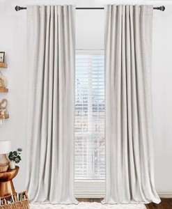$49 Linen Textured Total Blackout Curtains for Bedroom 96 Inches Long, Beige