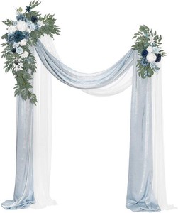$121 Lings moment Wedding Arch Flowers with Drapes, Dusty Blue (missing drapes)