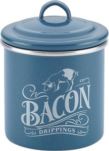 $20 Ayesha Curry Enamel on Steel Bacon Grease Can  Bacon Grease Container - 4 Inch, Blue