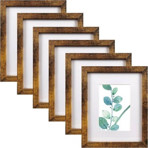 $20 SESEAT 8x10 Picture Frame Brown Set of 6, Display Pictures 5x7 With mat or 8x10 Without Mat
