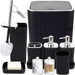 $40 XLHOMO Bathroom Accessories Set - 10PC Gorgeous Black Bathroom Set