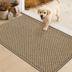 COSY HOMEER Door Mat Non-Slip Entryway Rugs Dirt Trapper, 17x30, Beige