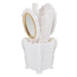 Luxshiny Vintage Hair Care Set Handheld Mirror, Hair Brush Set With Holder, Rat Tail Comb, Makeup Kits, and Womens Wallet