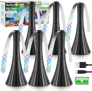 $40 Fly Fans for Tables Rechargeable, Flies Fan USB, Fly Repellent Outdoor Patio to Keep Bugs Away by Soft Blades, Food Fans for Camping, Picnic, Fishing, 6PCS