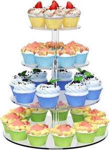 $20 4 Tier Round Cupcake Stand Acrylic Cupcake Display Tower for 38 Cupcakes